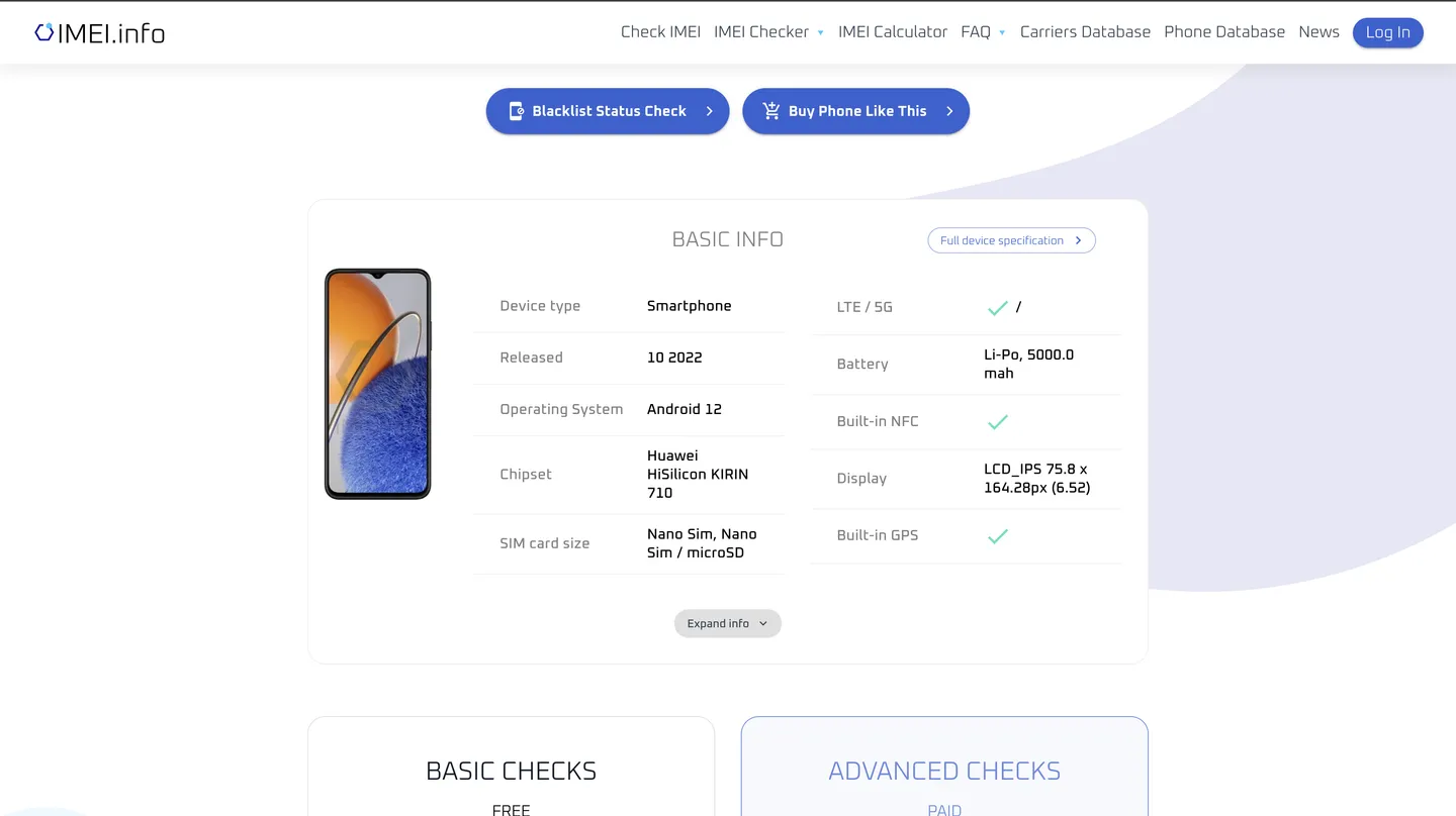 Проверить IMEI своего устройства можно на сайте https://www.imei.info/