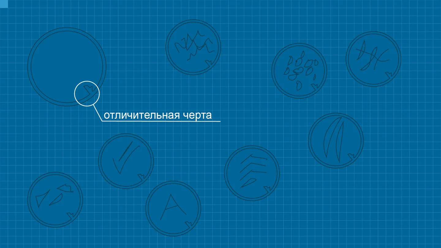 Примеры печатей с общей отличительной чертой - подписью автора