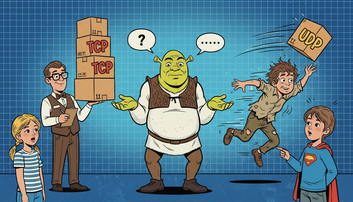TCP — доставит всё точно, UDP — быстро, но без гарантий